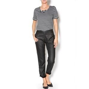 Adriano Goldschmied AG Women’s Black The Tristan Tailored Trouser in Waxed Leath